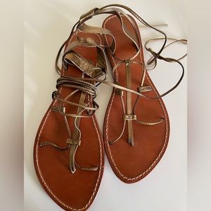 Bronze leather gladiator lace up sandal